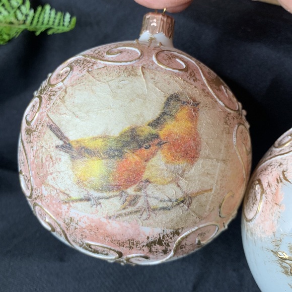 Set of 2 VITBIS hand blown / handmade glass Christmas ornaments made in Poland - Picture 5 of 10